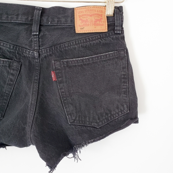 Levi's 501 Black Button Fly Cutoff Jean Shorts Size 25 - Picture 6 of 9